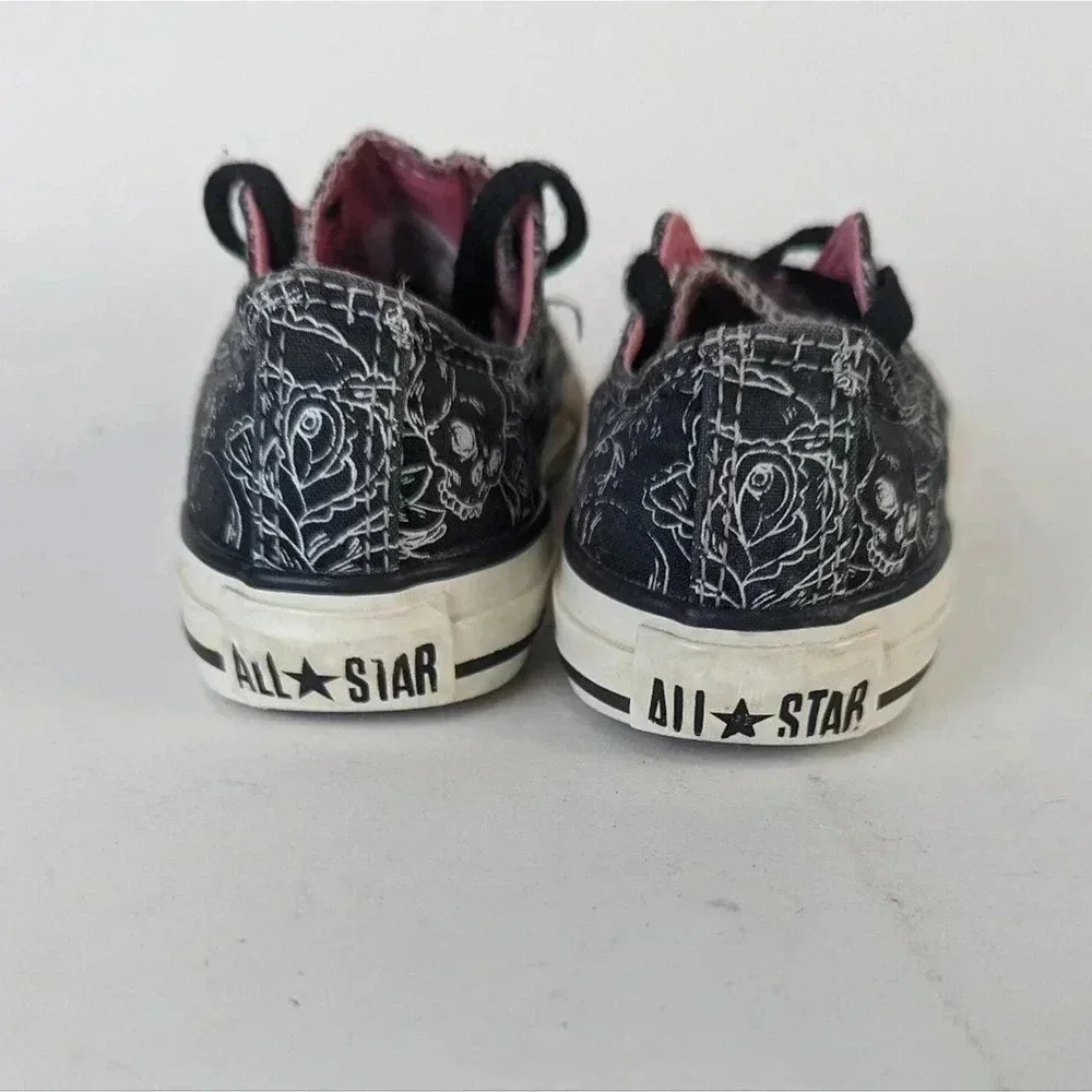 Converse All Star Graphic White Floral Skull  Kids Sneakers -11